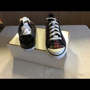 Coach Barrett red plaid sneakers new in box size 7
